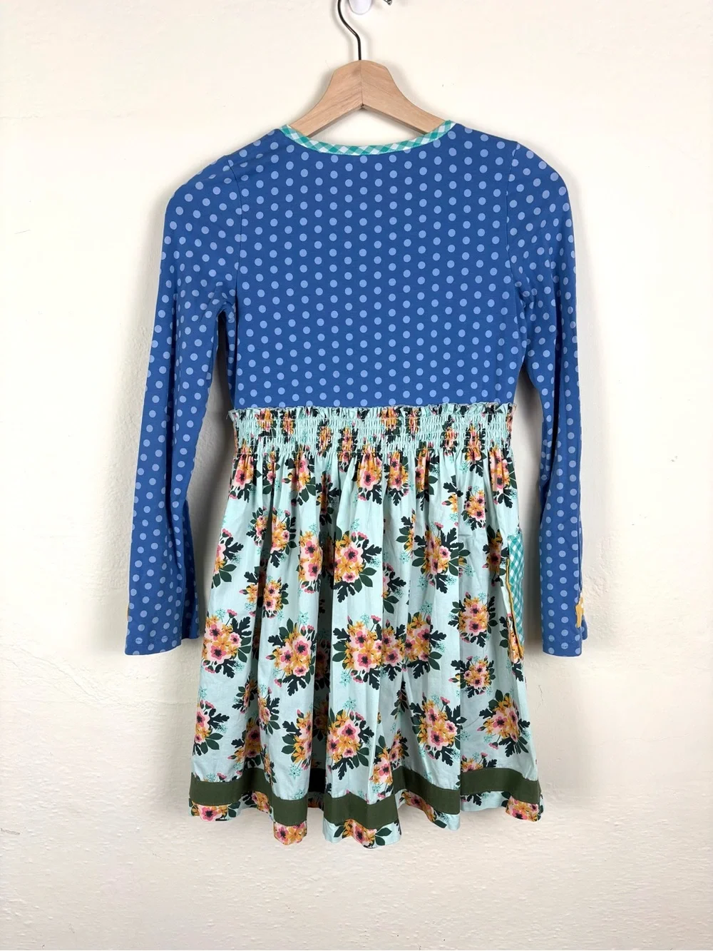 Matilda Jane Girls Size 12 Mixed Print Floral Polka Dot Gingham Dress Pockets